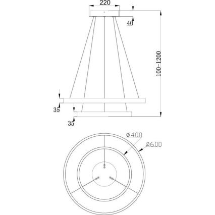 Maytoni MOD058PL-L55B3K - LED Lustr na lanku RIM LED/61W/230V 3000K pr. 60 cm černá