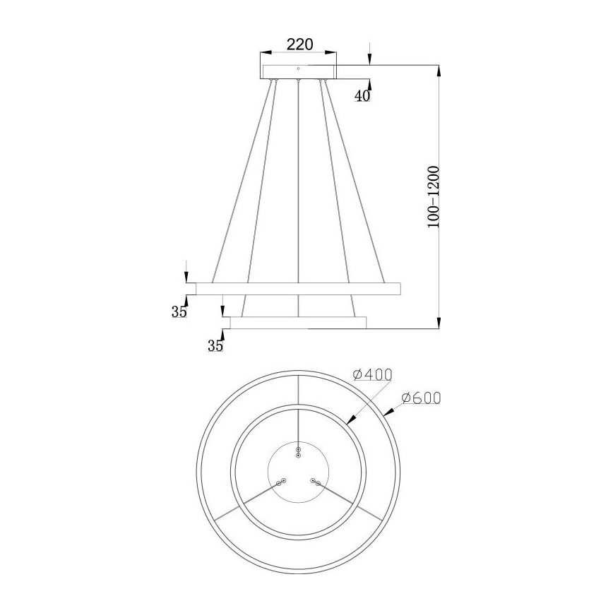 Maytoni MOD058PL-L55B3K - LED Lustr na lanku RIM LED/61W/230V 3000K pr. 60 cm černá