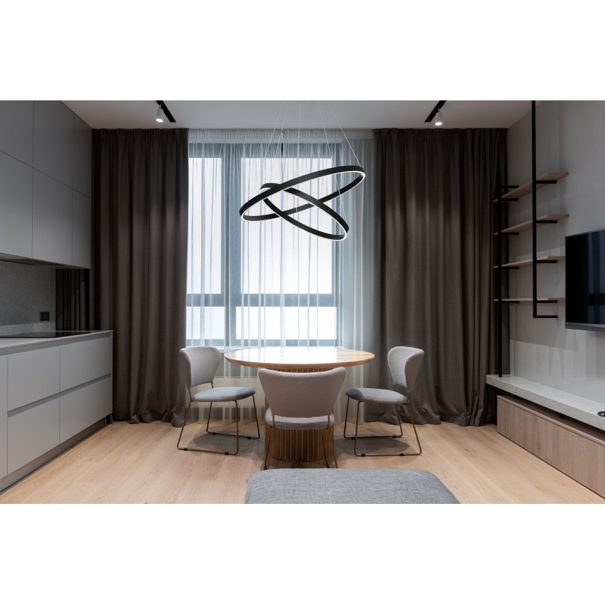 Maytoni MOD058PL-L74B4K - LED Lustr na lanku RIM LED/88W/230V 4000K pr. 80 cm černá