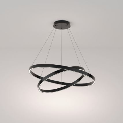 Maytoni MOD058PL-L74B4K - LED Lustr na lanku RIM LED/88W/230V 4000K pr. 80 cm černá