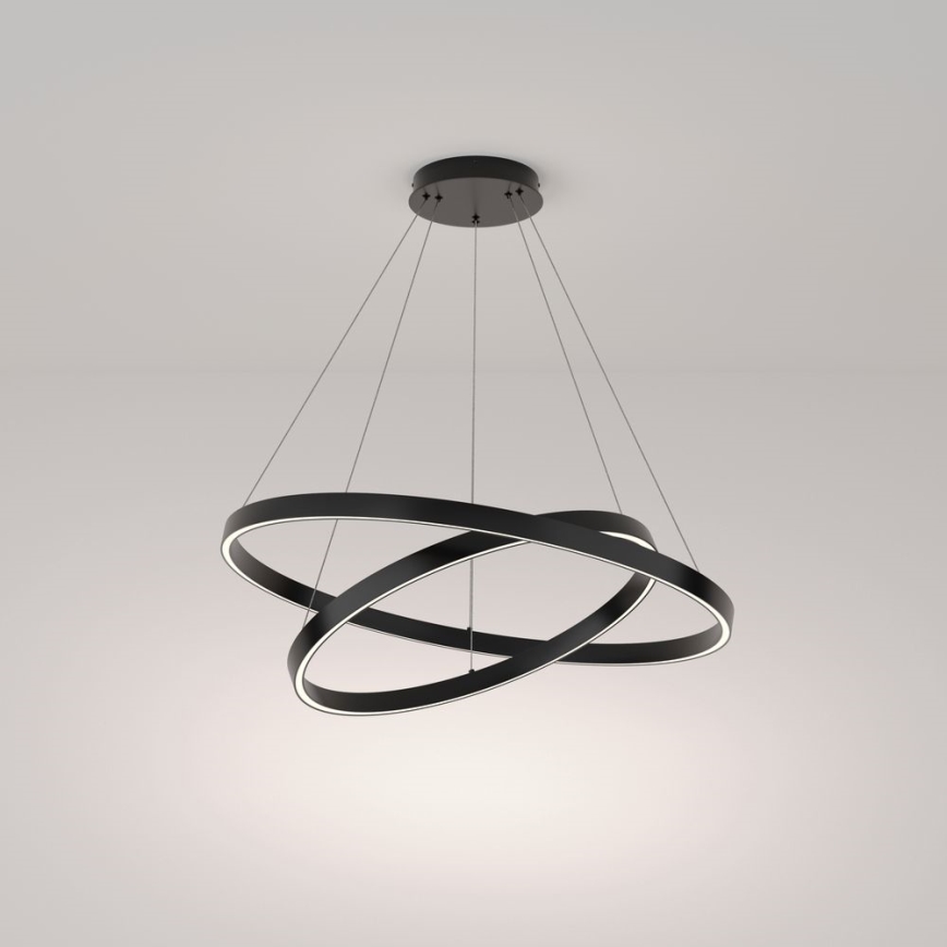 Maytoni MOD058PL-L74B4K - LED Lustr na lanku RIM LED/88W/230V 4000K pr. 80 cm černá