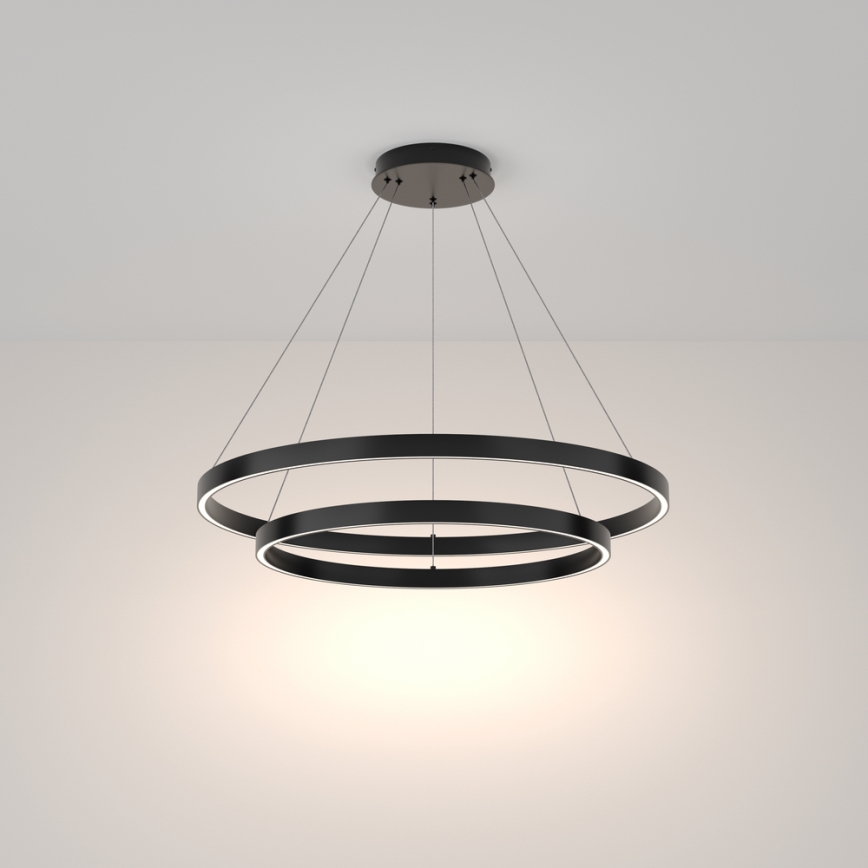 Maytoni MOD058PL-L74B4K - LED Lustr na lanku RIM LED/88W/230V 4000K pr. 80 cm černá