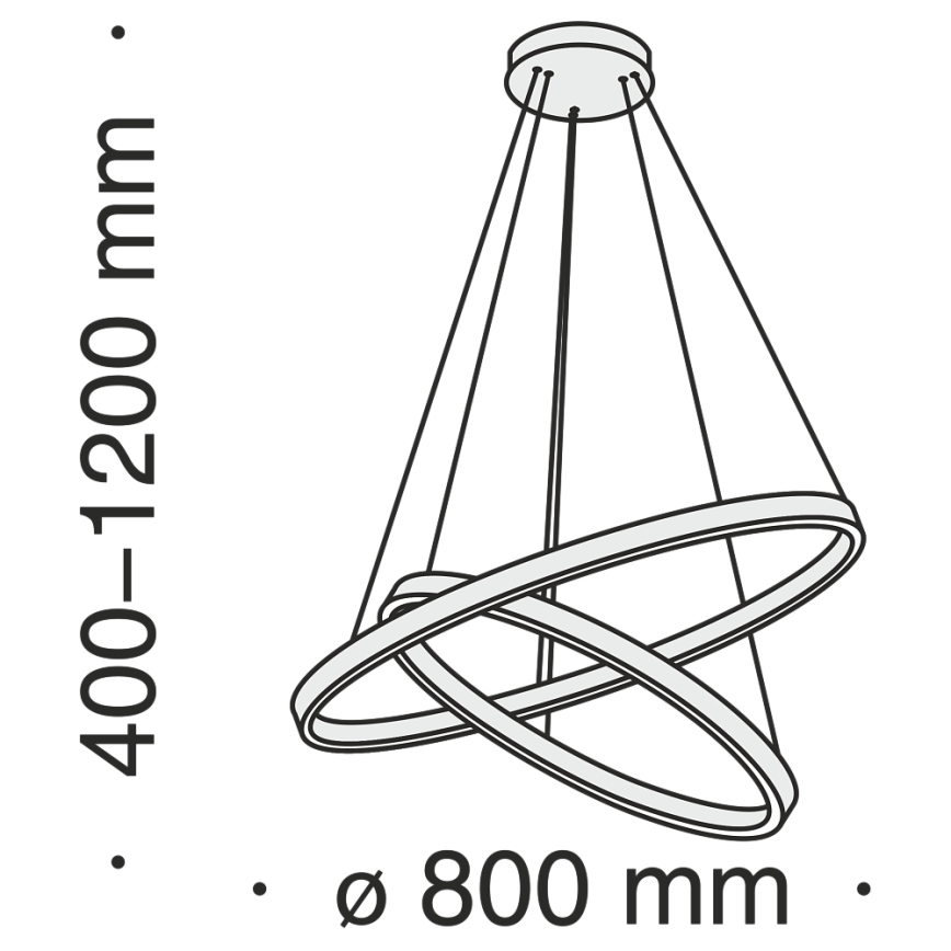 Maytoni MOD058PL-L74B4K - LED Lustr na lanku RIM LED/88W/230V 4000K pr. 80 cm černá