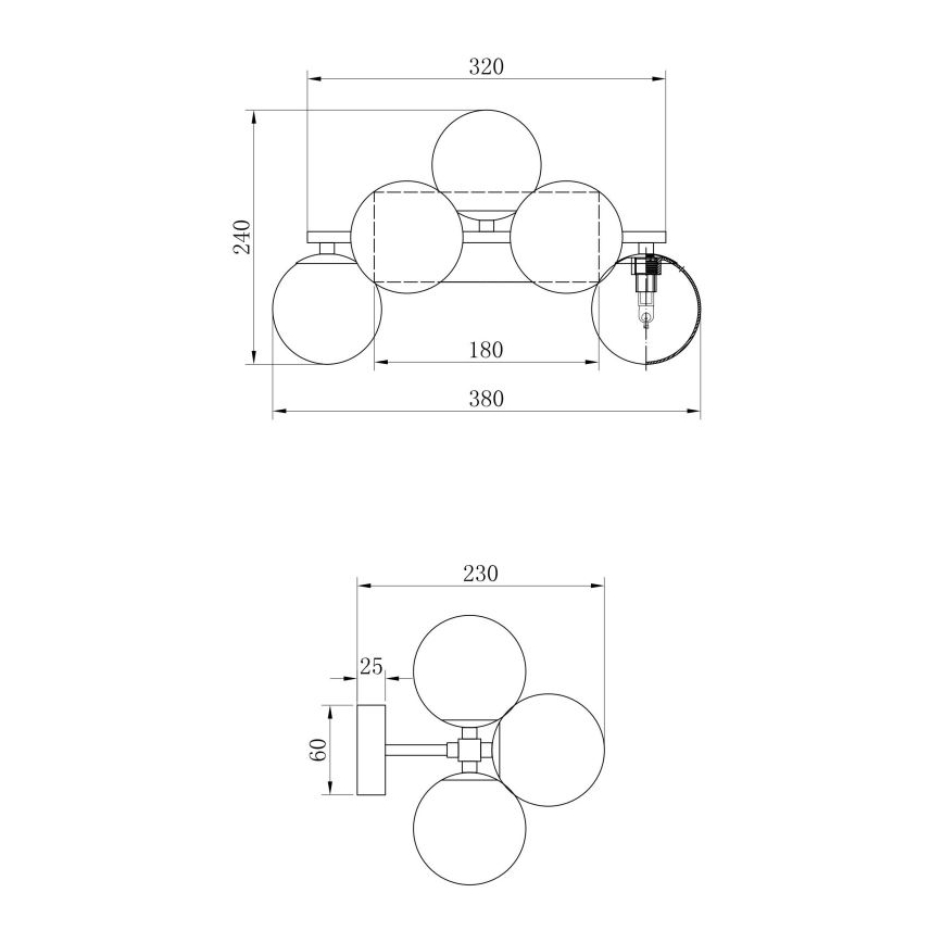 Maytoni MOD547WL-05BS - Nástěnné svítidlo DALLAS 5xG9/28W/230V zlatá
