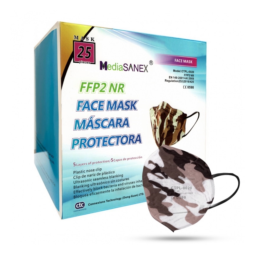Media Sanex Respirátor FFP2 NR / KN95 maskáčový 100ks