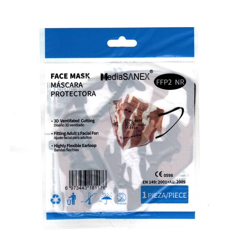 Media Sanex Respirátor FFP2 NR / KN95 maskáčový 100ks