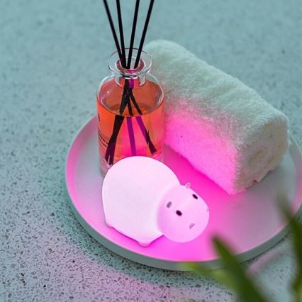 MegaLight - LED RGB Nabíjecí dětská dotyková lampa do vany SWIMMY HIPPO LED/5V IP67