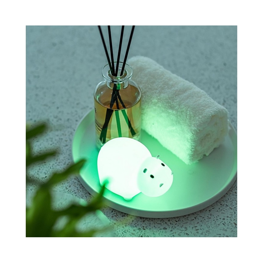 MegaLight - LED RGB Nabíjecí dětská dotyková lampa do vany SWIMMY HIPPO LED/5V IP67