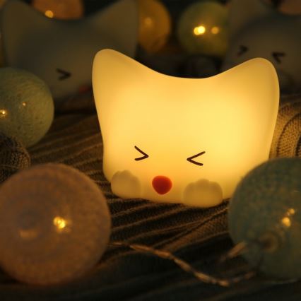 MegaLight - LED RGB Stmívatelná nabíjecí dětská dotyková lampa CATTY CAT LED/5V