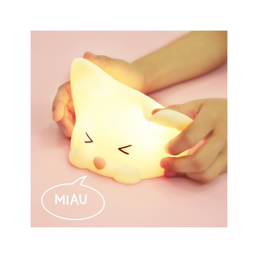 MegaLight - LED RGB Stmívatelná nabíjecí dětská dotyková lampa CATTY CAT LED/5V
