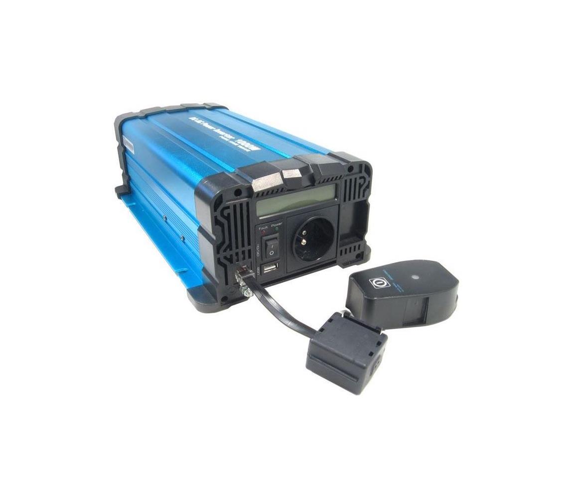 Hadex Měnič napětí 1000W/12/230V + dálkové ovládání HD0232