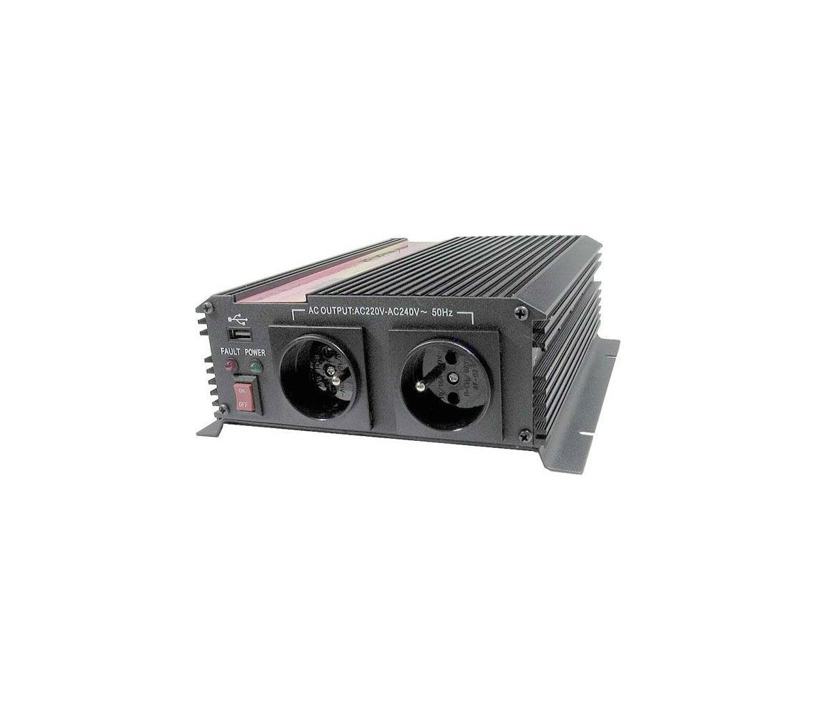 HADEX Měnič napětí 1000W/12/230V + USB HD0230