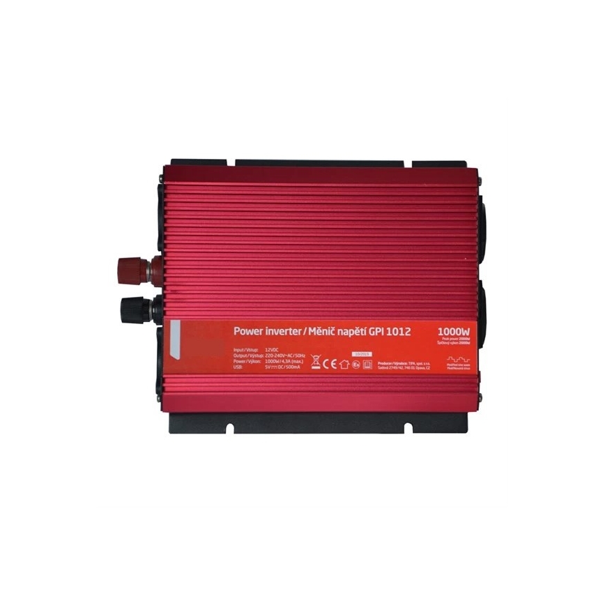 Měnič napětí 1000W/12/230V + USB