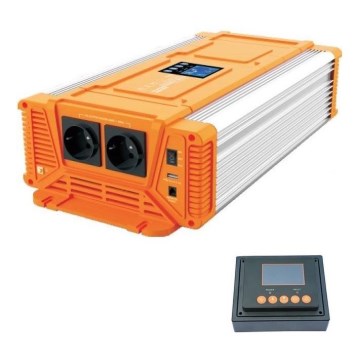 Měnič napětí 2000W/12V/230V + drátové dálkové ovládání