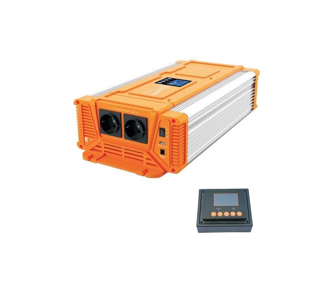 Hadex Měnič napětí 2000W/12V/230V + drátové dálkové ovládání HD0381