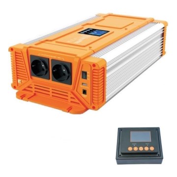 Měnič napětí 2000W/24V/230V + drátové dálkové ovládání