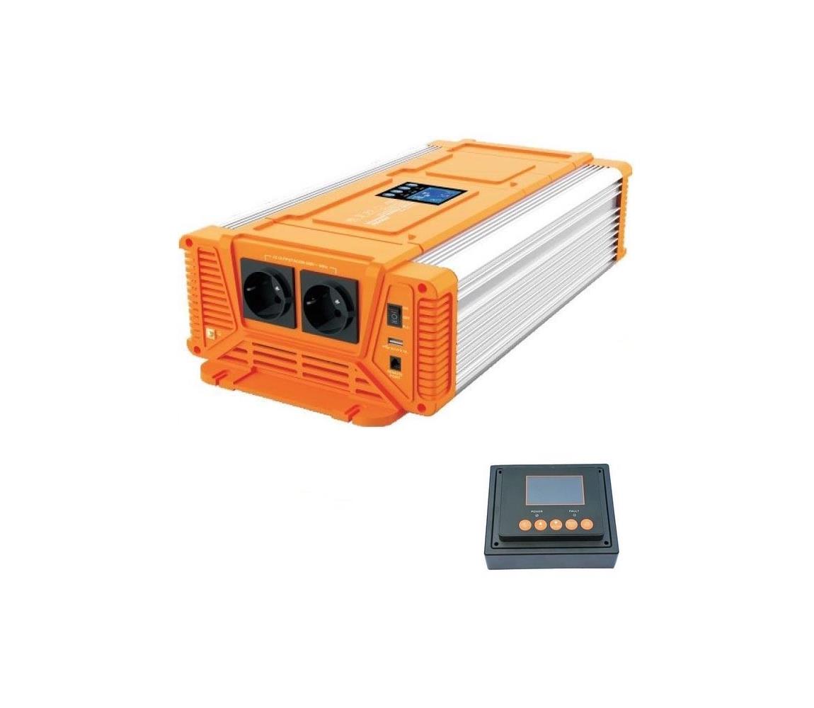 Hadex Měnič napětí 2000W/24V/230V + drátové dálkové ovládání HD0382