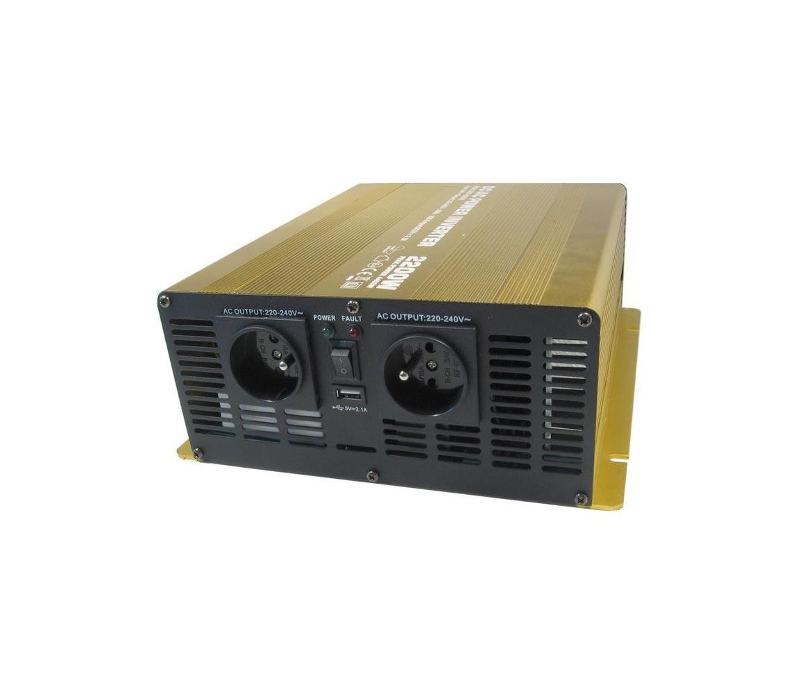 HADEX Měnič napětí 2200W/12V/230V + USB HD0145