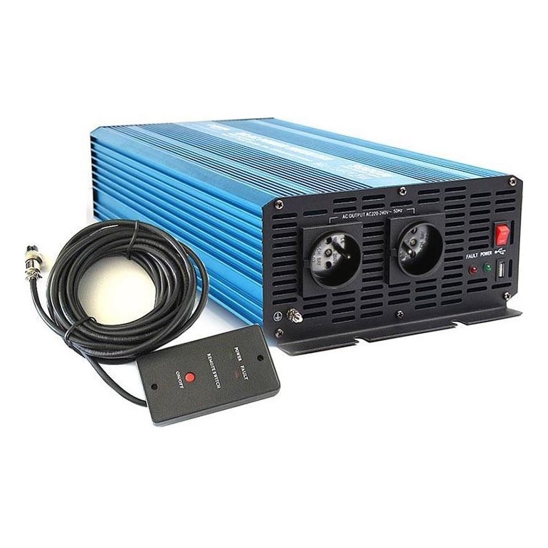 Měnič napětí 3000W/12V/230V + drátové dálkové ovládání