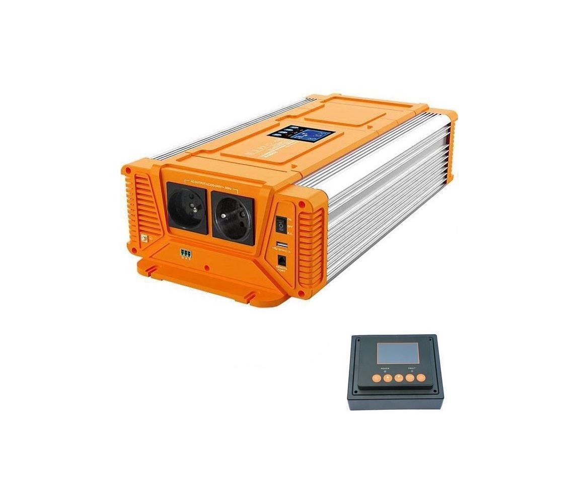 Hadex Měnič napětí 3000W/12V/230V + drátové dálkové ovládání HD0383