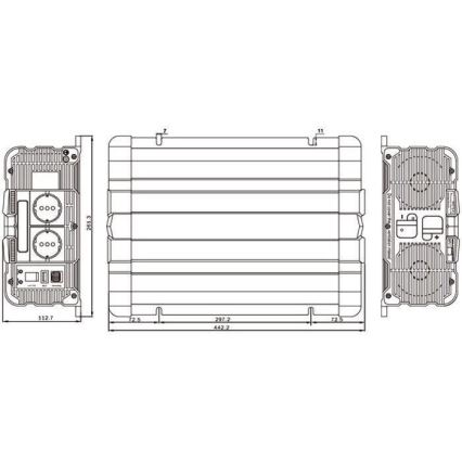 Měnič napětí 3000W/24V/230V + drátové dálkové ovládání