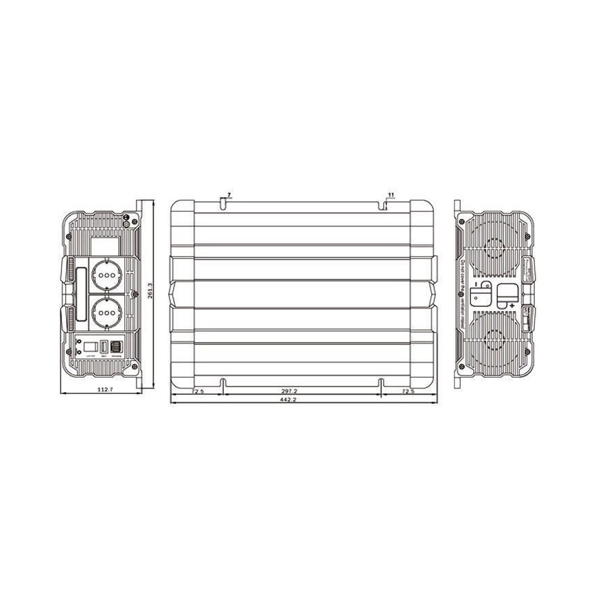 Měnič napětí 3000W/24V/230V + drátové dálkové ovládání