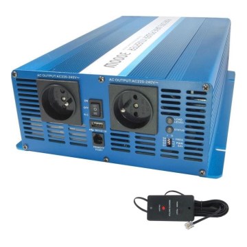Měnič napětí 3000W/24V/230V + drátové dálkové ovládání