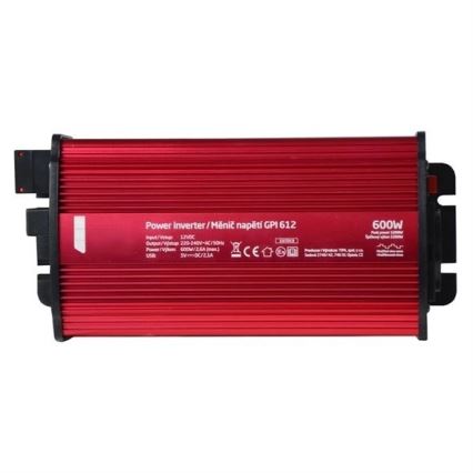 Měnič napětí 600W/12/230V + USB