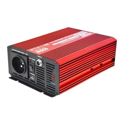 Měnič napětí CARSPA 600W/12/230V + drátové dálkové ovládání