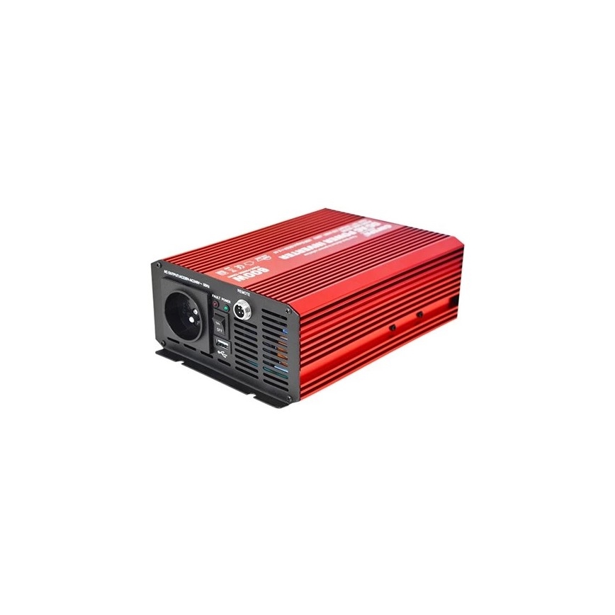 Měnič napětí CARSPA 600W/12/230V + drátové dálkové ovládání