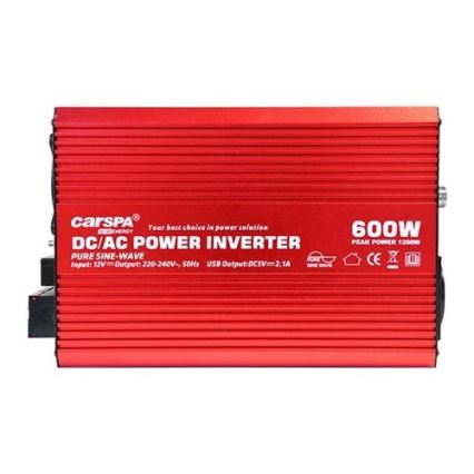 Měnič napětí CARSPA 600W/12/230V + drátové dálkové ovládání