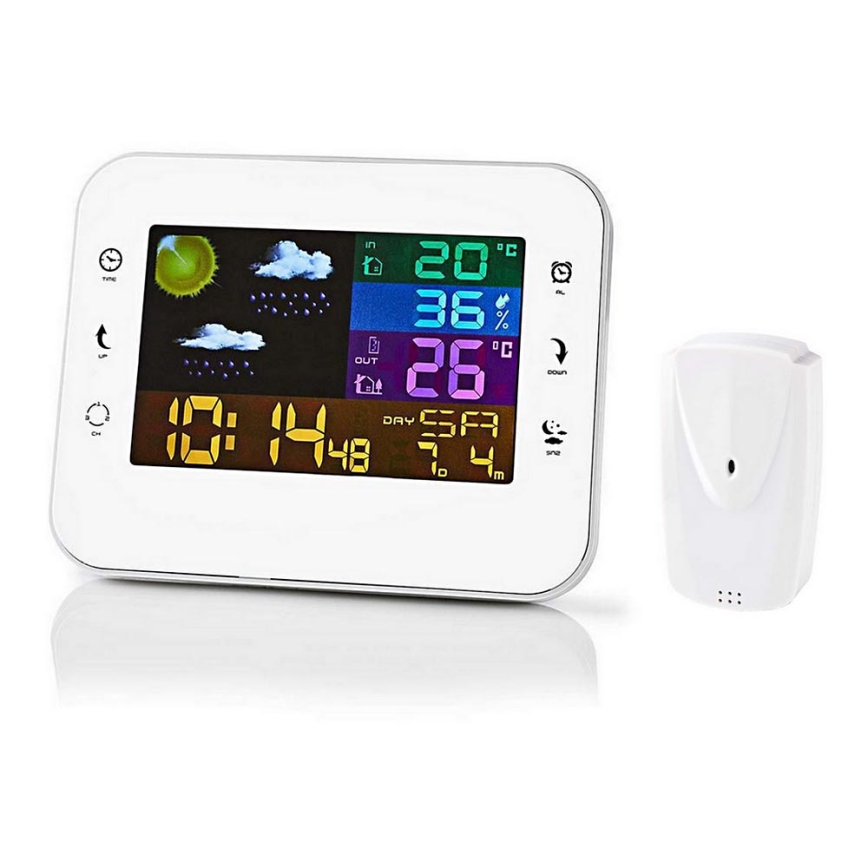 Meteostanice s barevným LCD displejem 230V/3xAAA + 2xAA bílá