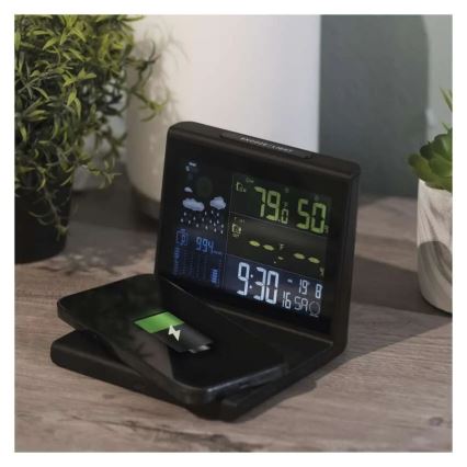 Meteostanice s bezdrátovým nabíjením 5V 2xAA + 2xAAA černá