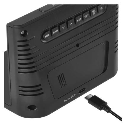 Meteostanice s bezdrátovým nabíjením 5V 2xAA + 2xAAA černá