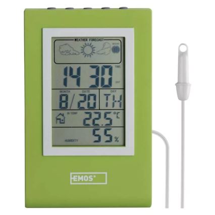 Meteostanice s budíkem 2xLR1130 zelená