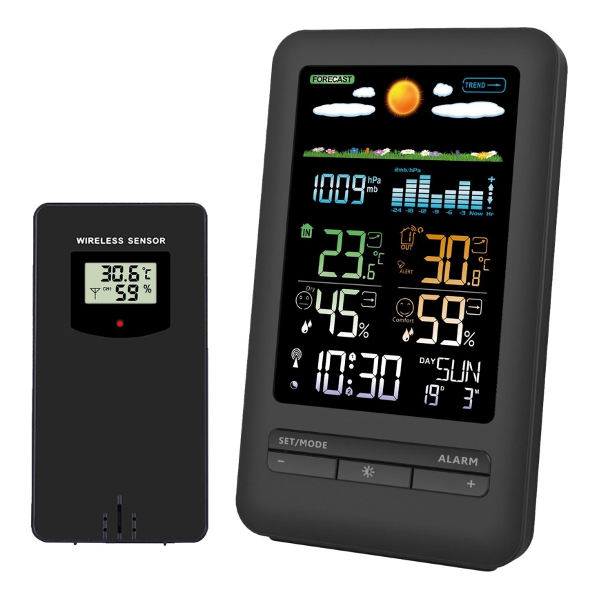 Meteostanice s LCD displejem 2xAA černá