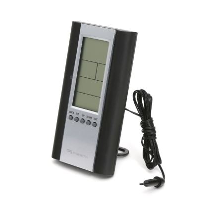 Meteostanice s LCD displejem a budíkem 2xAAA černá/stříbrná