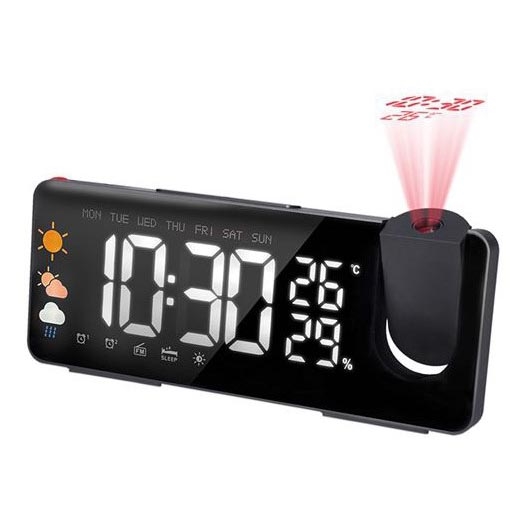Meteostanice s LCD displejem, budíkem a projektorem 1xCR2032