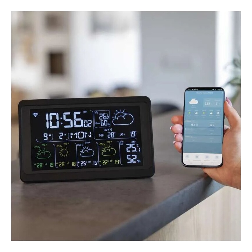 Meteostanice s LCD displejem GoSmart 230V/3xAAA + 2×AAA Wi-Fi Tuya černá