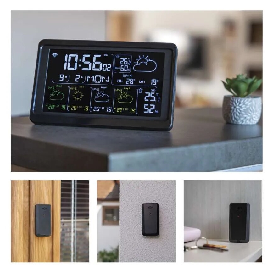 Meteostanice s LCD displejem GoSmart 230V/3xAAA + 2×AAA Wi-Fi Tuya černá