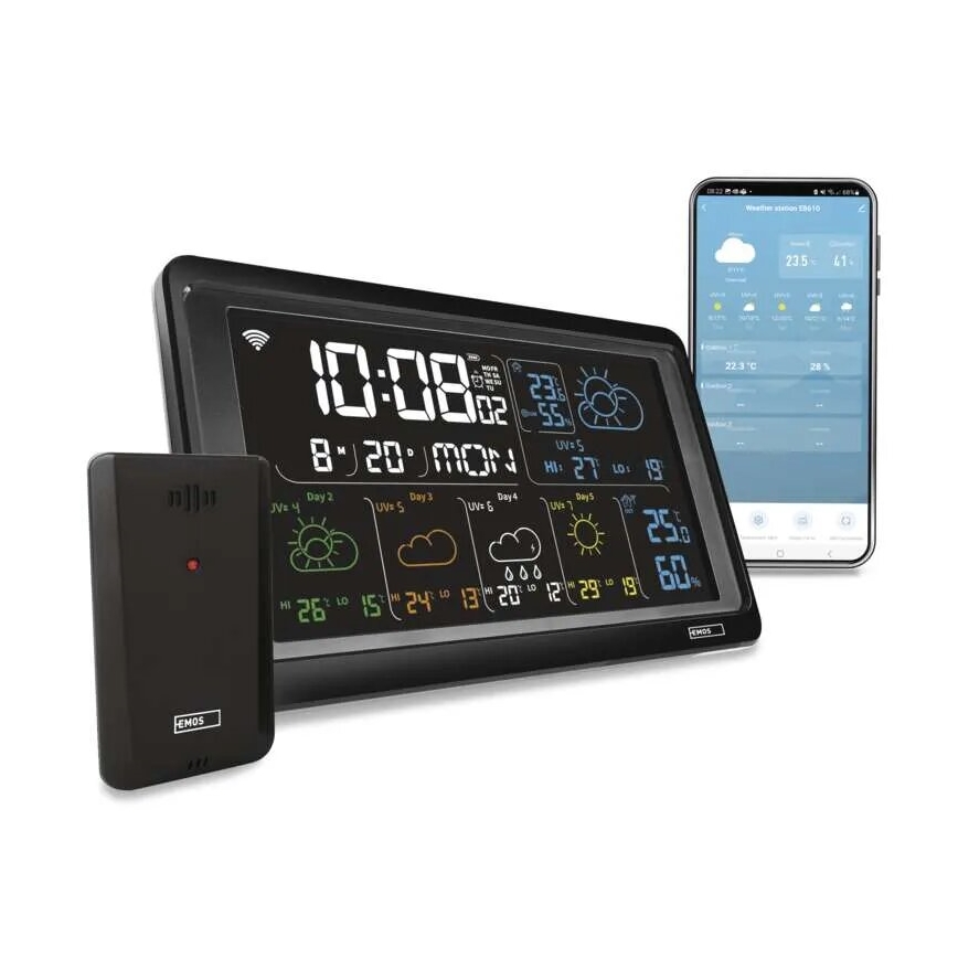 Meteostanice s LCD displejem GoSmart 230V/3xAAA + 2×AAA Wi-Fi Tuya černá