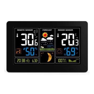 Meteostanice s LCD displejem USB 1200mAh/2xAAA+2xAAA nabíjení černá