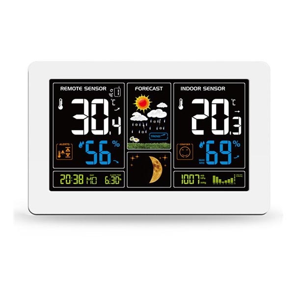 Meteostanice s LCD displejem USB nabíjení 2xAAA/5V + 2xAAA bílá