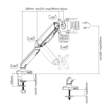 MK FLORIA MKF-21DP113S2 - Nastavitelný držák monitoru 32 černá