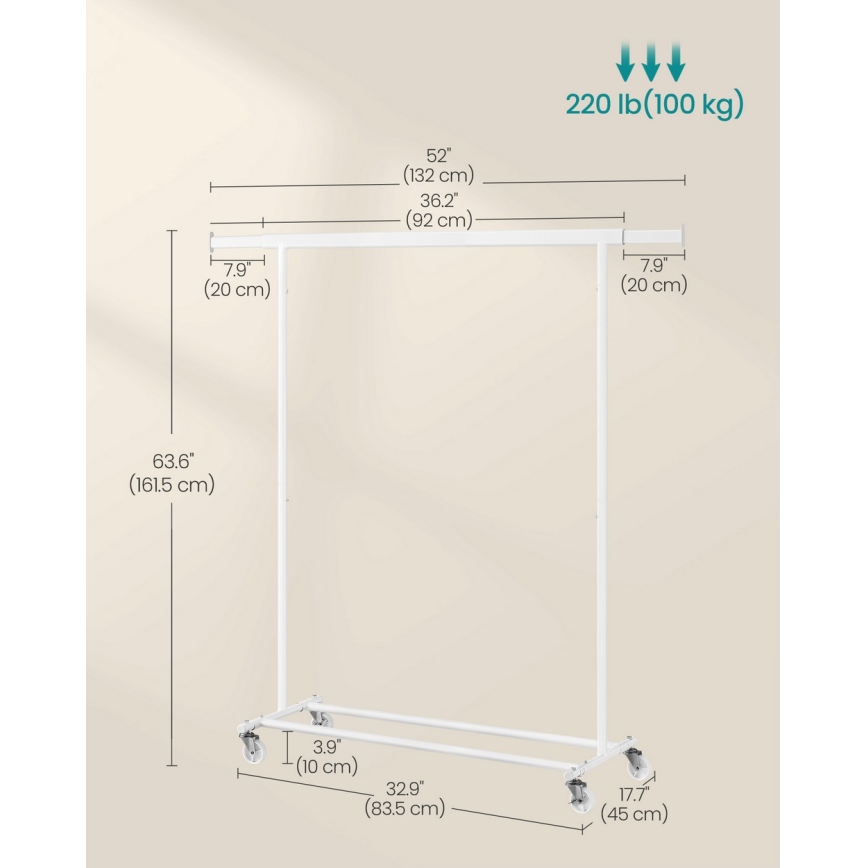 Mobilní stojanový věšák LINEA bílá