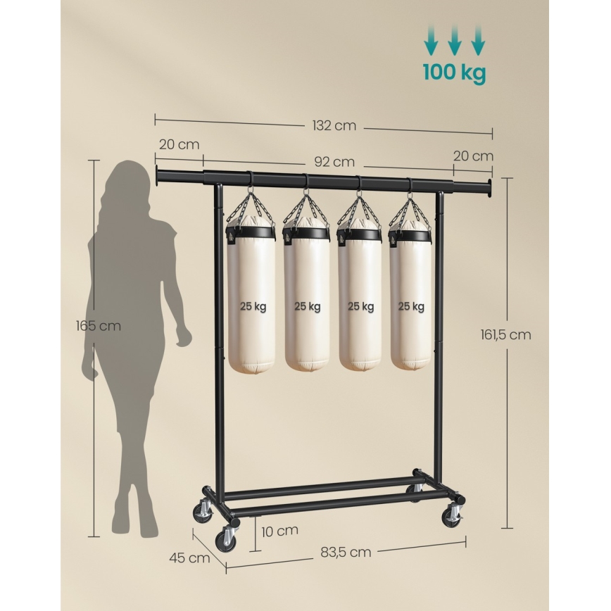 Mobilní stojanový věšák LINEA černá