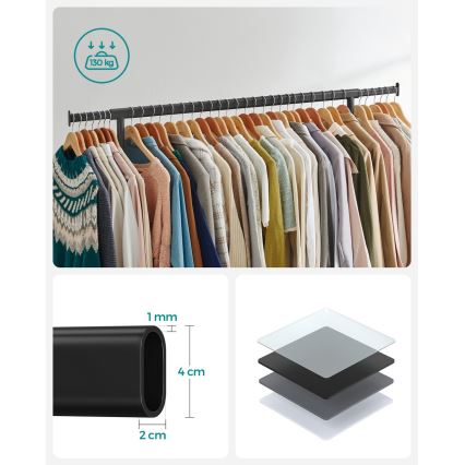 Mobilní stojanový věšák LINEA černá