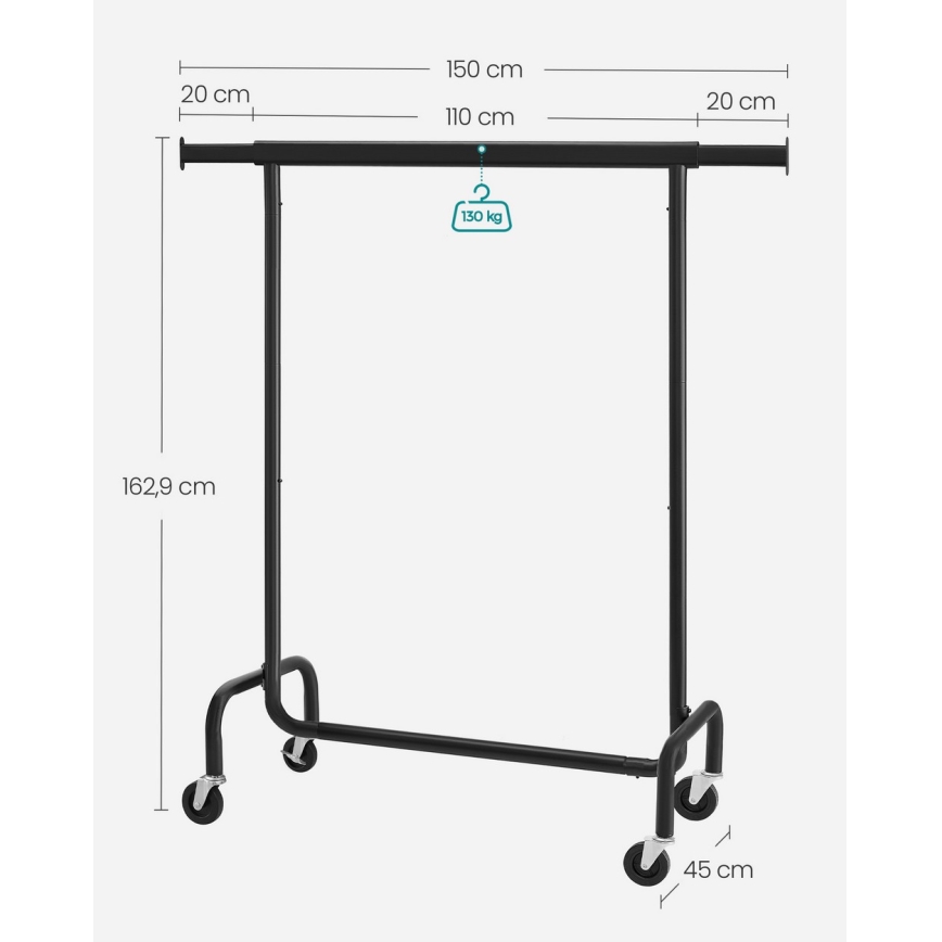 Mobilní stojanový věšák LINEA černá