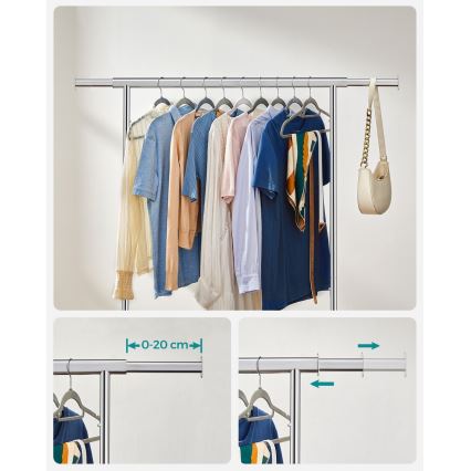 Mobilní stojanový věšák LINEA stříbrná