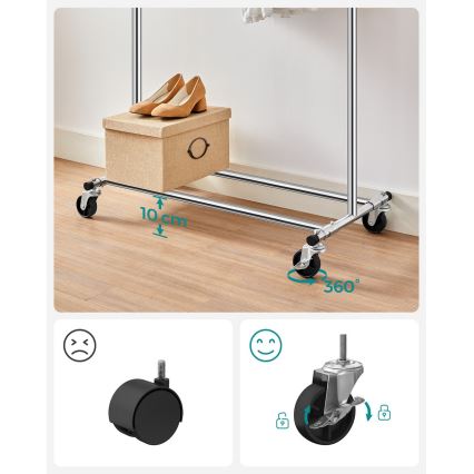 Mobilní stojanový věšák LINEA stříbrná